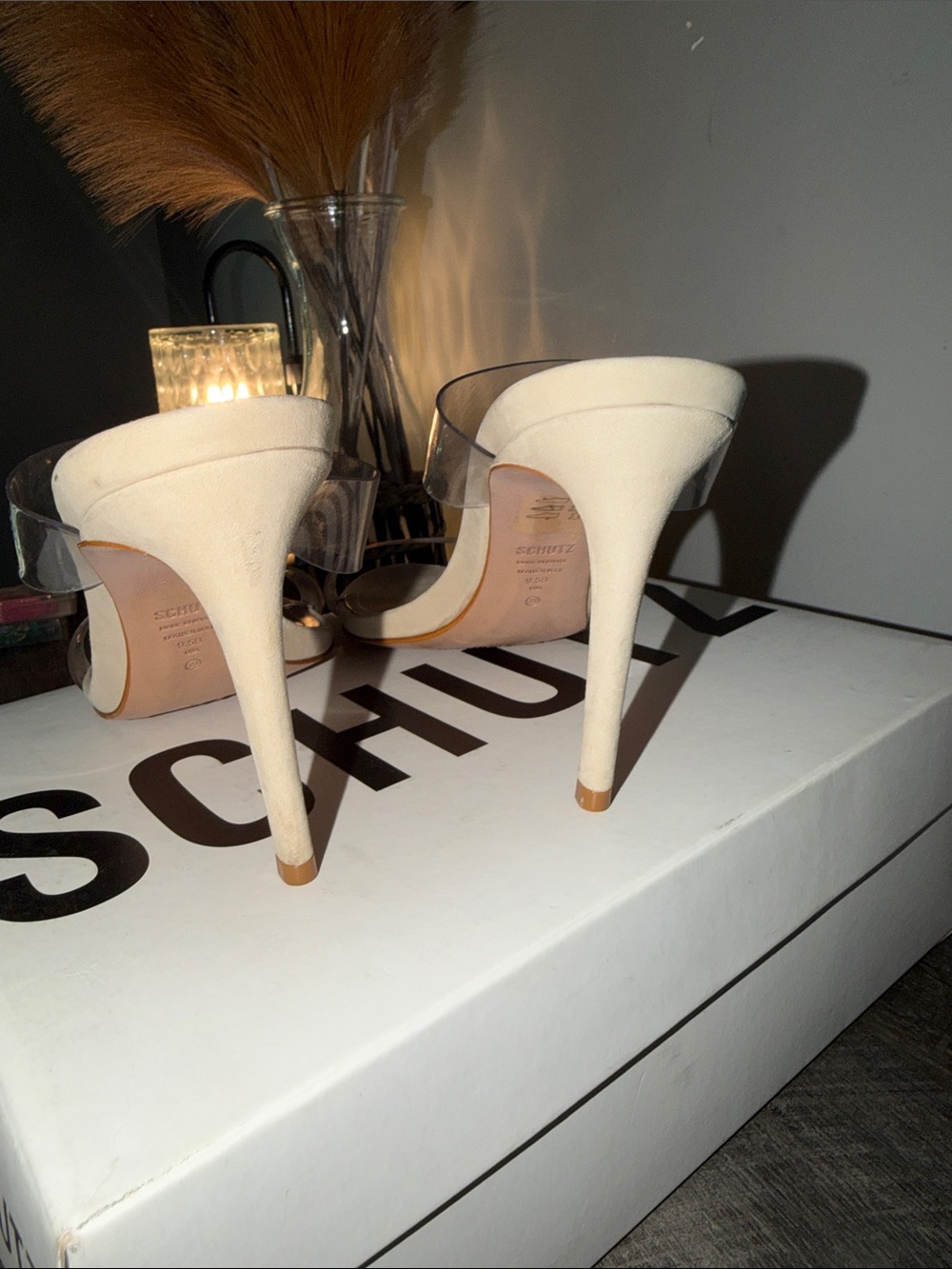 SCHUTZ Nude Cream Clear Strap Stiletto Mules - Picture 5 of 6